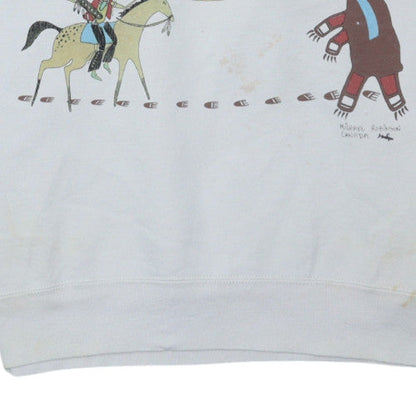 Fruit of the Loom Womens White Native Graphic Pullover Sweatshirt L
