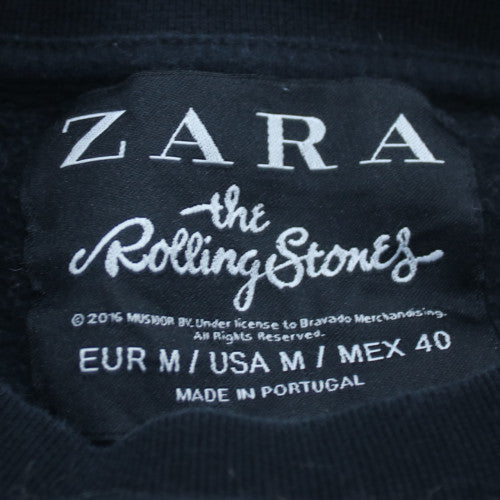 Zara Women Black The Rolling Stones Graphic Pullover Sweatshirt Size M