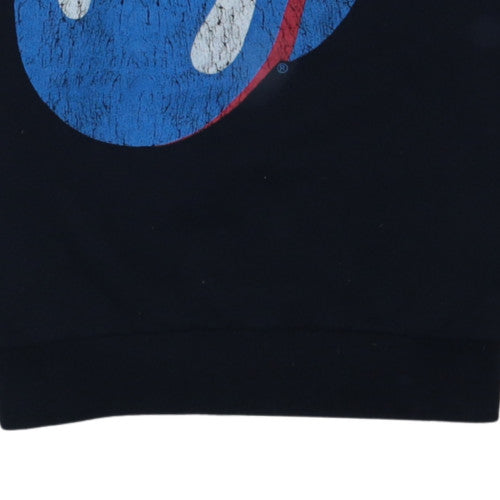Zara Women Black The Rolling Stones Graphic Pullover Sweatshirt Size M