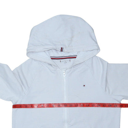 Tommy Hilfiger Boys White Full Zip Hoodie Size 176 Cotton Blend