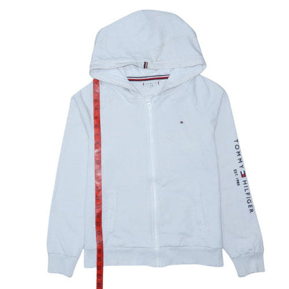 Tommy Hilfiger Boys White Full Zip Hoodie Size 176 Cotton Blend