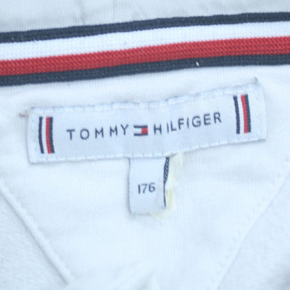 Tommy Hilfiger Boys White Full Zip Hoodie Size 176 Cotton Blend