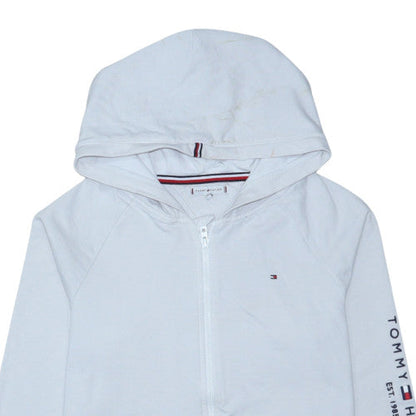 Tommy Hilfiger Boys White Full Zip Hoodie Size 176 Cotton Blend