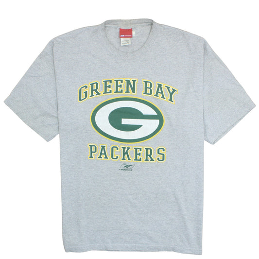 Reebok Mens Grey Green Bay Packers Graphic T-Shirt XL