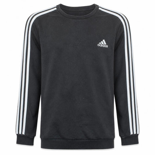 Front view of Adidas Men's Black L Crew Neck Pullover Sweatshirt