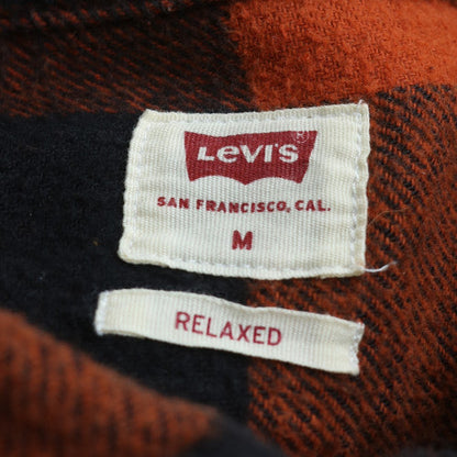 Levi's Men's Orange Black Check Flannel Relaxed Fit Shirt M