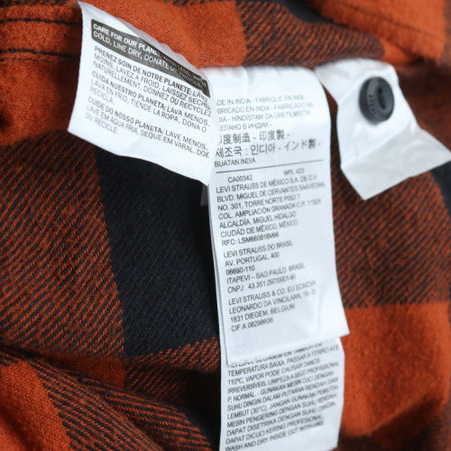 Levi's Men's Orange Black Check Flannel Relaxed Fit Shirt M