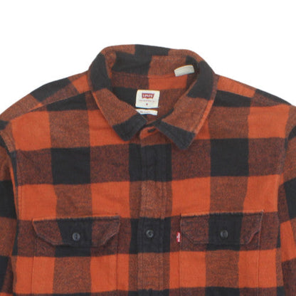 Levi's Men's Orange Black Check Flannel Relaxed Fit Shirt M