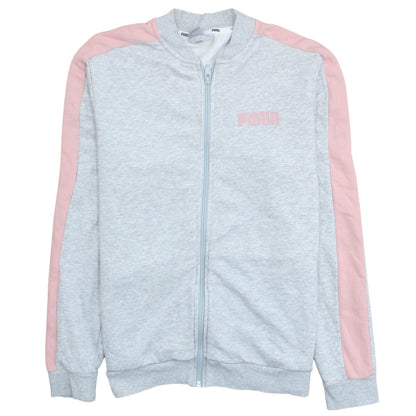 Puma Womens Grey Pink XL Track Jacket Lightweight Full Zip