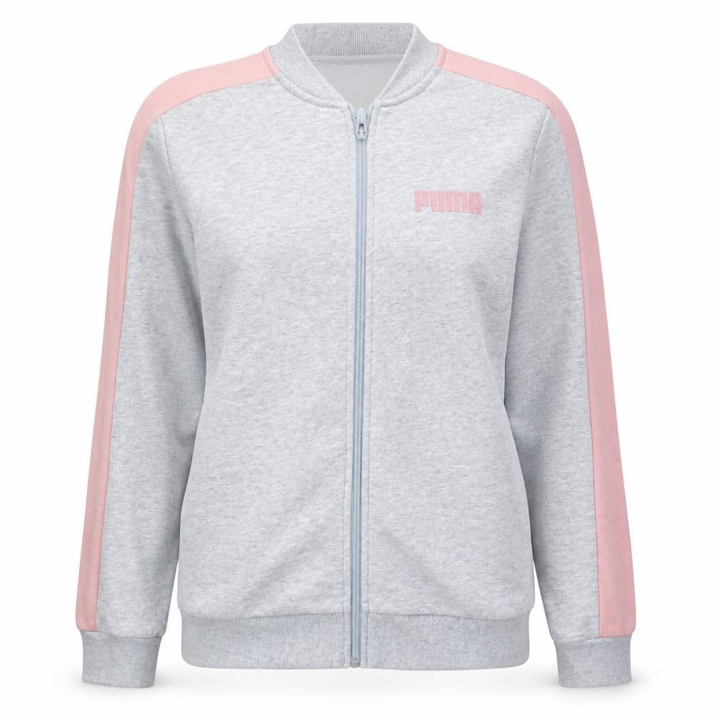 Puma Womens Grey Pink XL Track Jacket Lightweight Full Zip