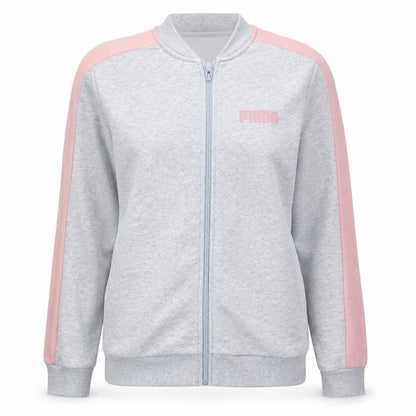 Puma Womens Grey Pink XL Track Jacket Lightweight Full Zip