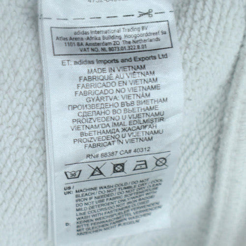 Adidas Men White Full Zip Hoodie Size M Sports Fleece Sweatshirt