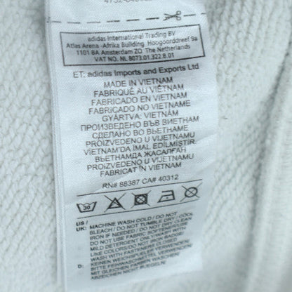 Adidas Men White Full Zip Hoodie Size M Sports Fleece Sweatshirt