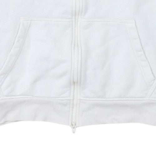 Adidas Men White Full Zip Hoodie Size M Sports Fleece Sweatshirt