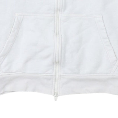 Adidas Men White Full Zip Hoodie Size M Sports Fleece Sweatshirt
