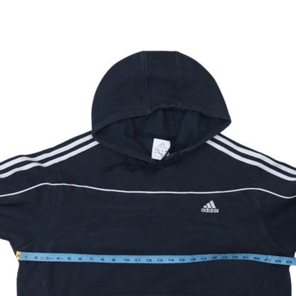 Adidas Men's Black XL Pullover Hoodie with Logo Stripes