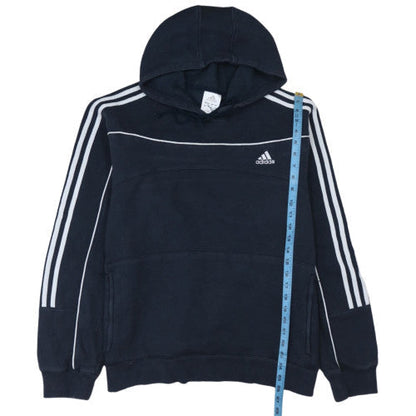 Adidas Men's Black XL Pullover Hoodie with Logo Stripes