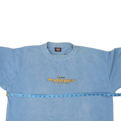 H. Waves Men's Blue Crew Neck Surf Graphic Sweatshirt L