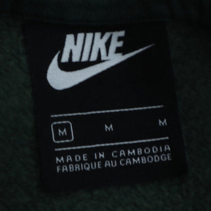 Nike Women Dark Green Pullover Hoodie M Cotton Blend Logo Design