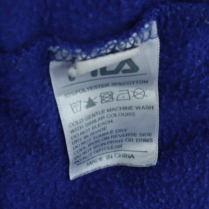 FILA Men's Blue XL Pullover Hoodie with Logo and Kangaroo Pocket