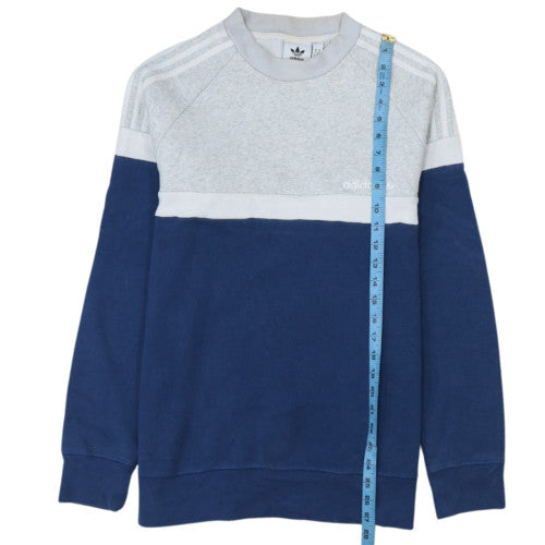 Adidas Men's Grey & Blue Crew Neck Pullover Sweatshirt M Classic Style