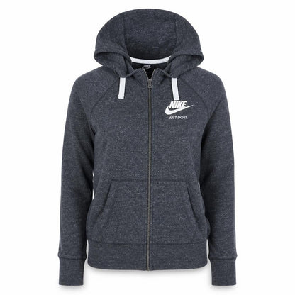 Nike Women's Dark Grey Full Zip Hoodie Medium Just Do It Logo