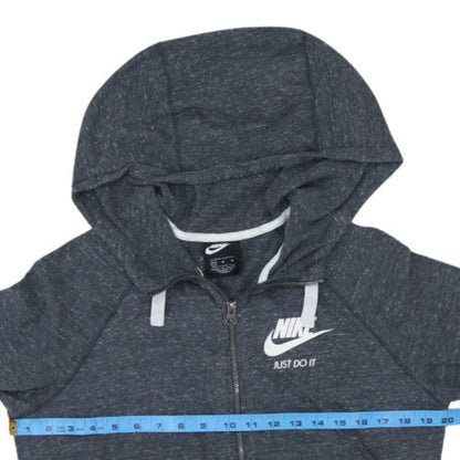 Nike Women's Dark Grey Full Zip Hoodie Medium Just Do It Logo