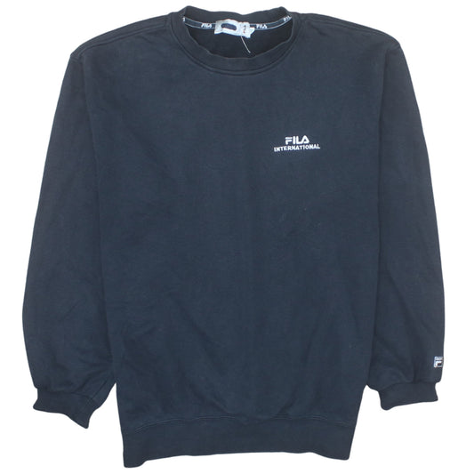 FILA International Black Cotton Crew Neck Women's Sweatshirt M