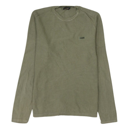 Napapijri Men's Green Cotton Waffle-Knit Pullover Jumper L