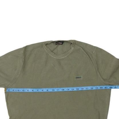 Napapijri Men's Green Cotton Waffle-Knit Pullover Jumper L