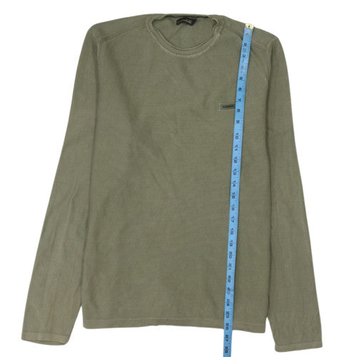 Napapijri Men's Green Cotton Waffle-Knit Pullover Jumper L