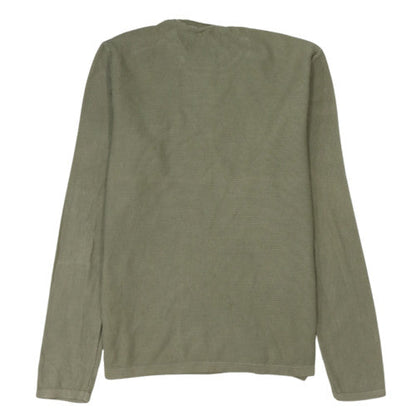 Napapijri Men's Green Cotton Waffle-Knit Pullover Jumper L
