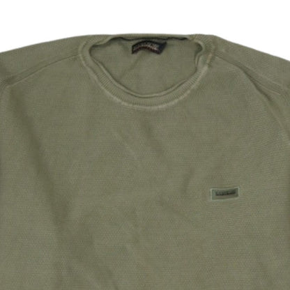 Napapijri Men's Green Cotton Waffle-Knit Pullover Jumper L