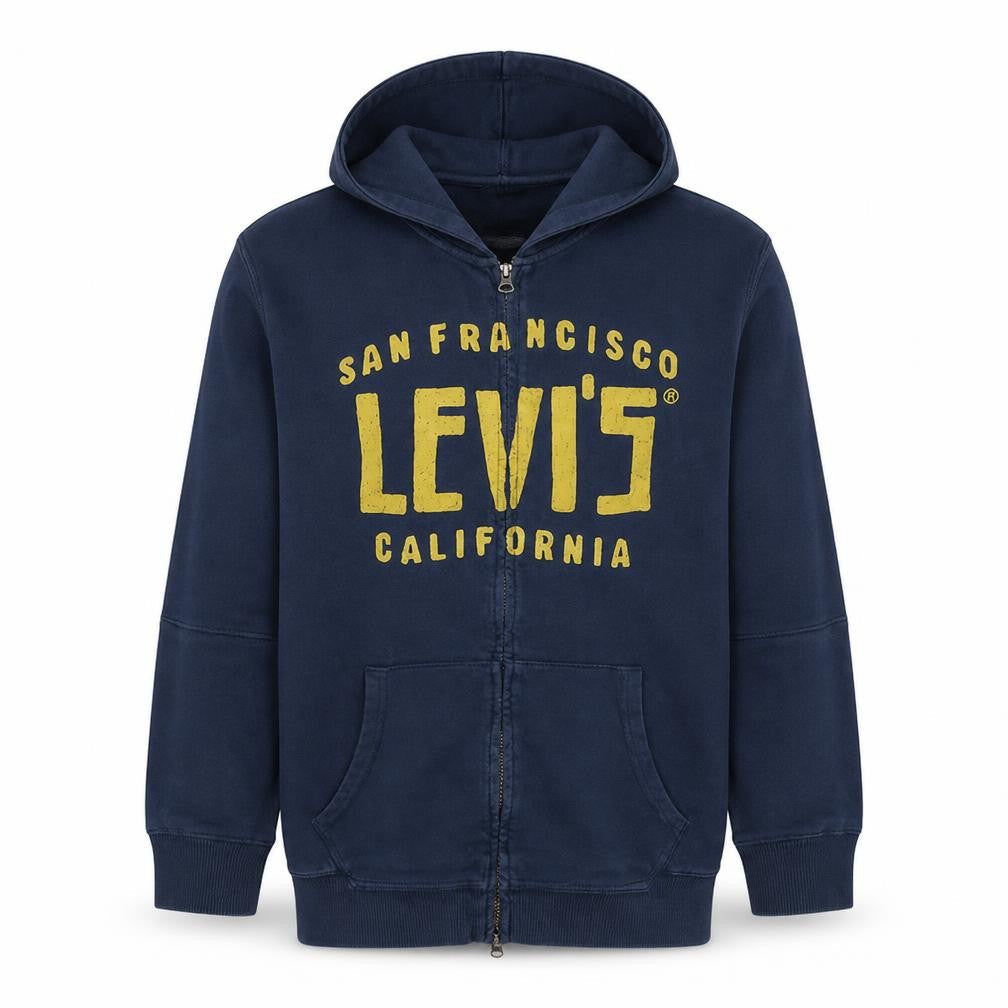 Levi's Mens Blue Full Zip Hoodie L Classic Logo Fleece