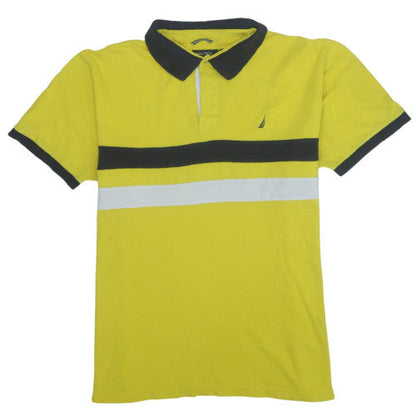Nautica Men's Yellow Colourblock Cotton Polo Shirt XL