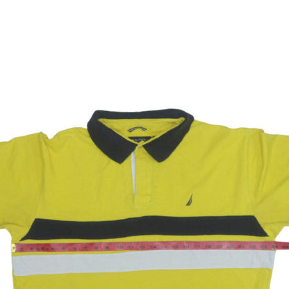 Nautica Men's Yellow Colourblock Cotton Polo Shirt XL