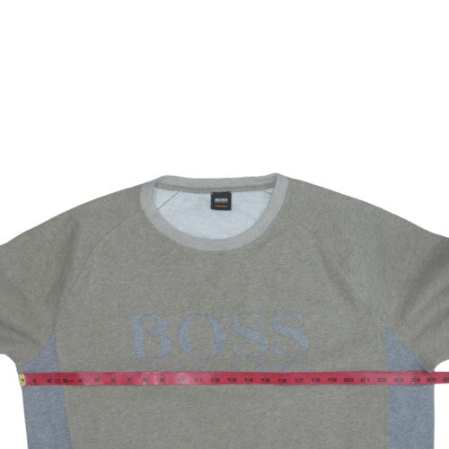 Hugo Boss Men's Grey 3XL Logo Pullover Sweatshirt