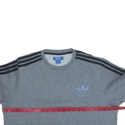 adidas Men's Grey Crew Neck Pullover Sweatshirt L Sports Style