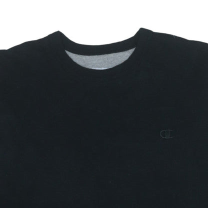 Champion Mens Black 2XL Pullover Crew Neck Fleece Sweatshirt