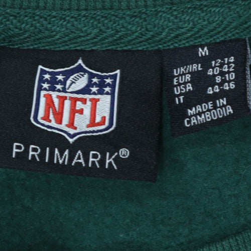 Primark NFL NY Jets Green Sweatshirt Women 12-14 M Cotton Blend Crew Neck
