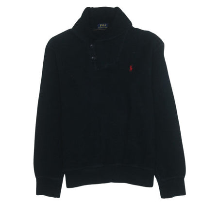 Polo Ralph Lauren Women's Black Henley Sweatshirt Size M Fleece