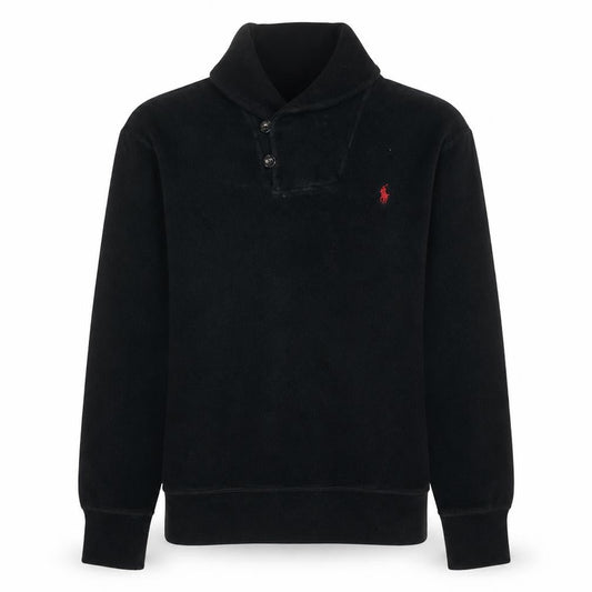 Polo Ralph Lauren Women's Black Henley Sweatshirt Size M Fleece