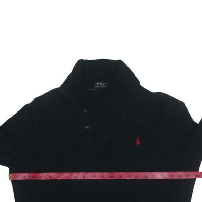 Polo Ralph Lauren Women's Black Henley Sweatshirt Size M Fleece