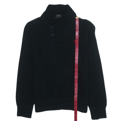 Polo Ralph Lauren Women's Black Henley Sweatshirt Size M Fleece