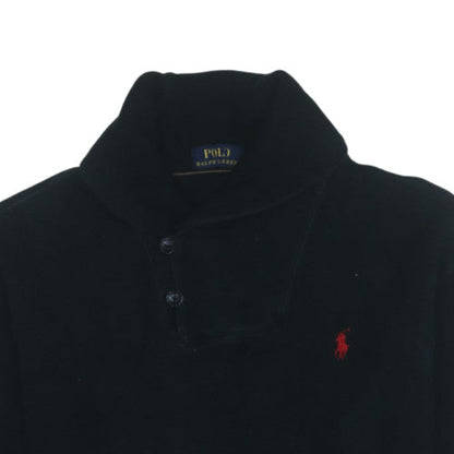 Polo Ralph Lauren Women's Black Henley Sweatshirt Size M Fleece