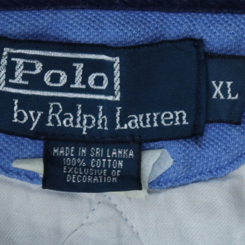 Ralph Lauren Men's Blue Striped Cotton Polo Shirt XL Classic Fit