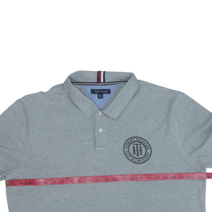 Tommy Hilfiger Men's Grey Cotton Short Sleeve Polo Shirt XL Classic Fit