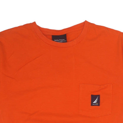 Nautica Men's Orange XL Crew Neck Cotton Nautical Logo T-Shirt