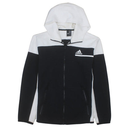 Adidas Mens Black Full Zip Hoodie L Logo Sports Fleece Jacket