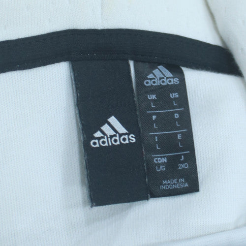Adidas Mens Black Full Zip Hoodie L Logo Sports Fleece Jacket
